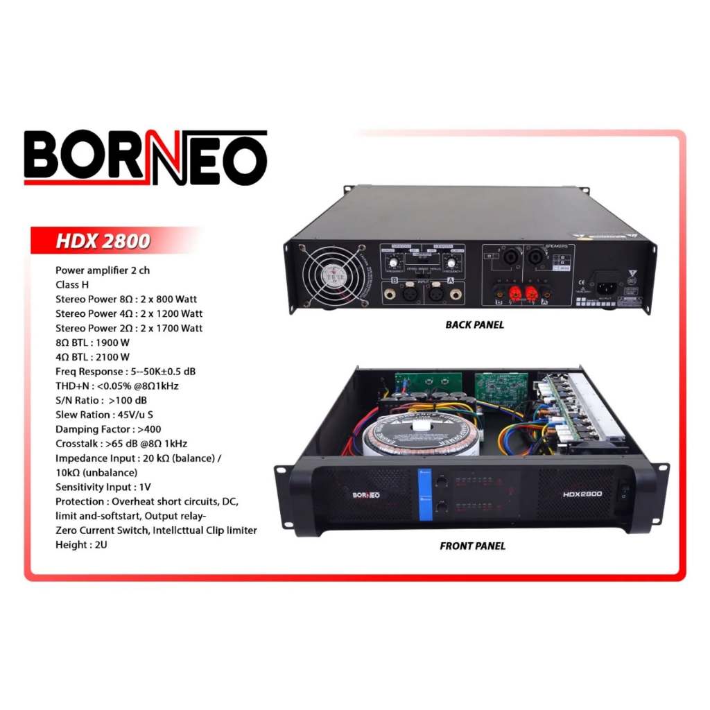 POWER AMPLIFIER 2 CHANNEL BORNEO HDX 2800