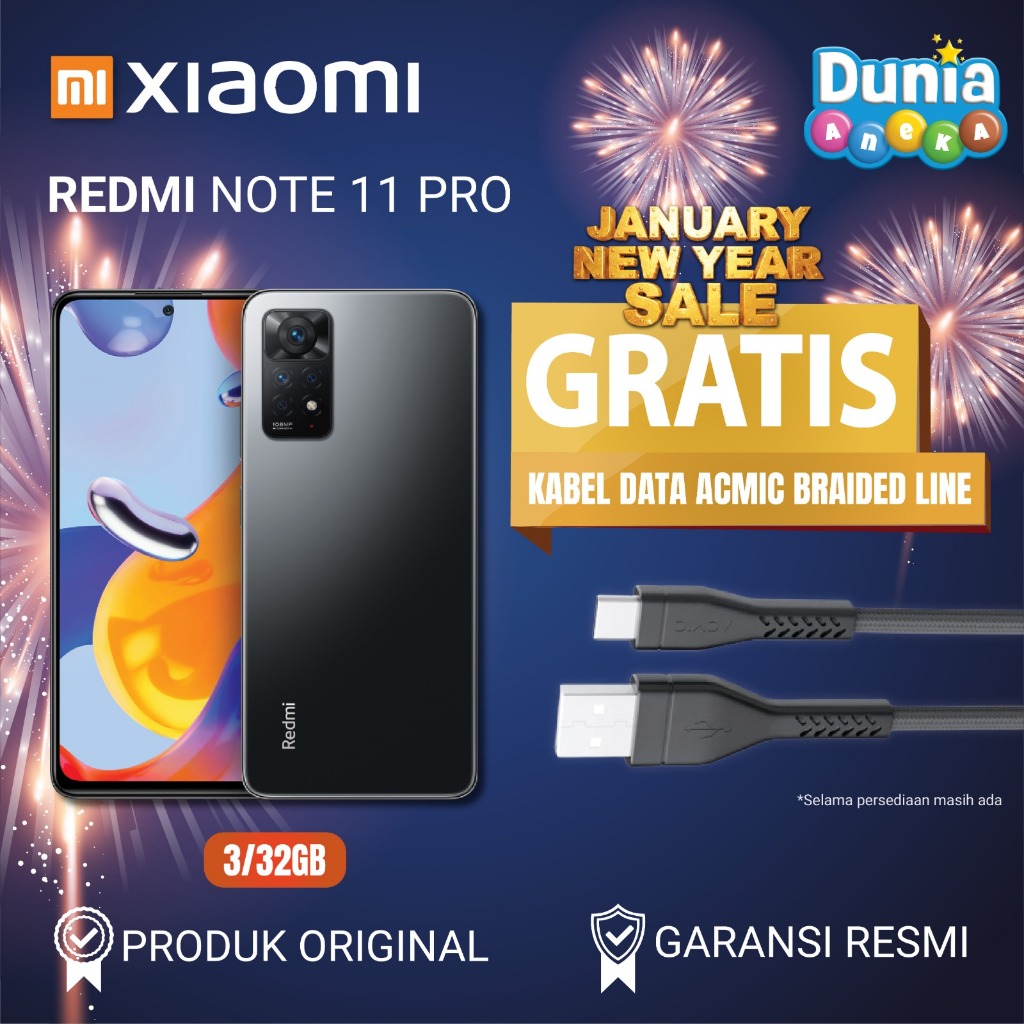 HP Xiaomi Redmi Note 11 Pro RAM 8GB/ROM 128GB - Layar 6.67" - Baterai 5000mAh - BONUS Kabel Data ACM