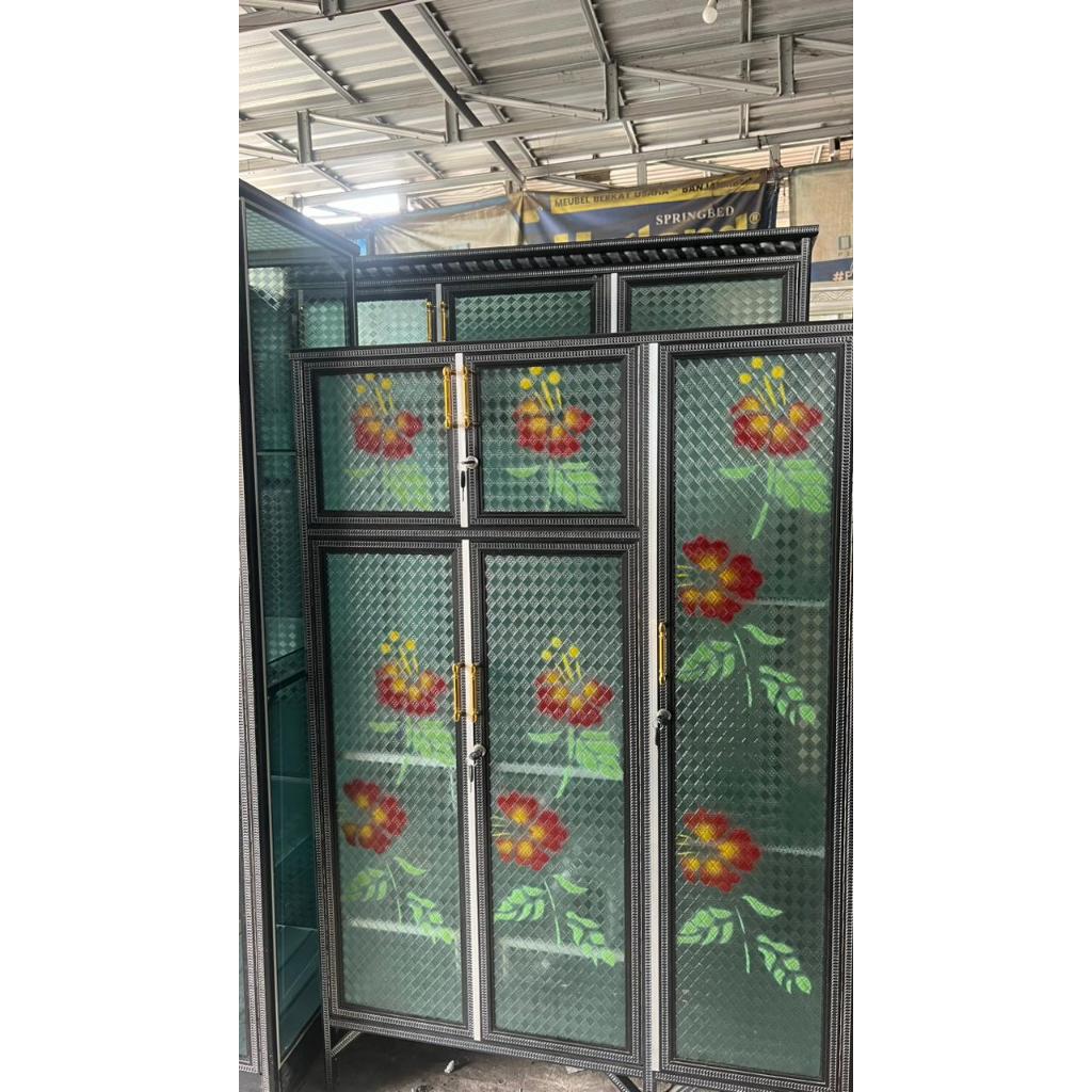 LEMARI RAK PIRING KACA 5 PINTU SEDANG BANJARMASIN