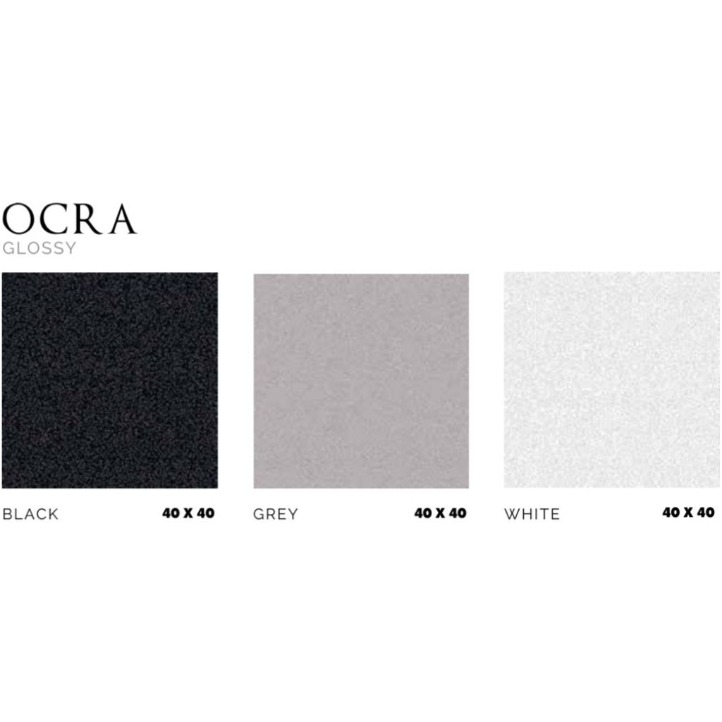Keramik Merk Asia Tile Ocra Black/Grey/White ukuran 40x40 cm tekstur Glossy