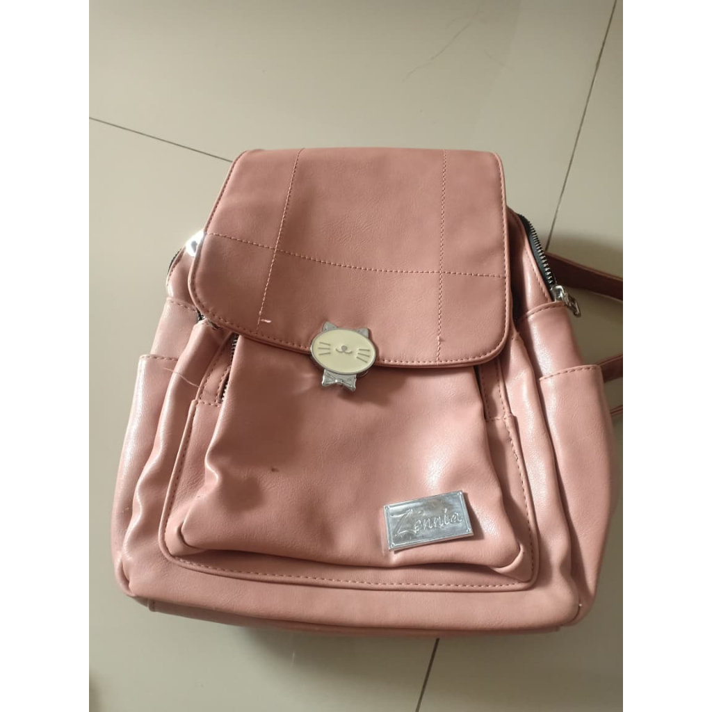 [PRELOVED] Tas ransel wanita dan anak pink kulit
