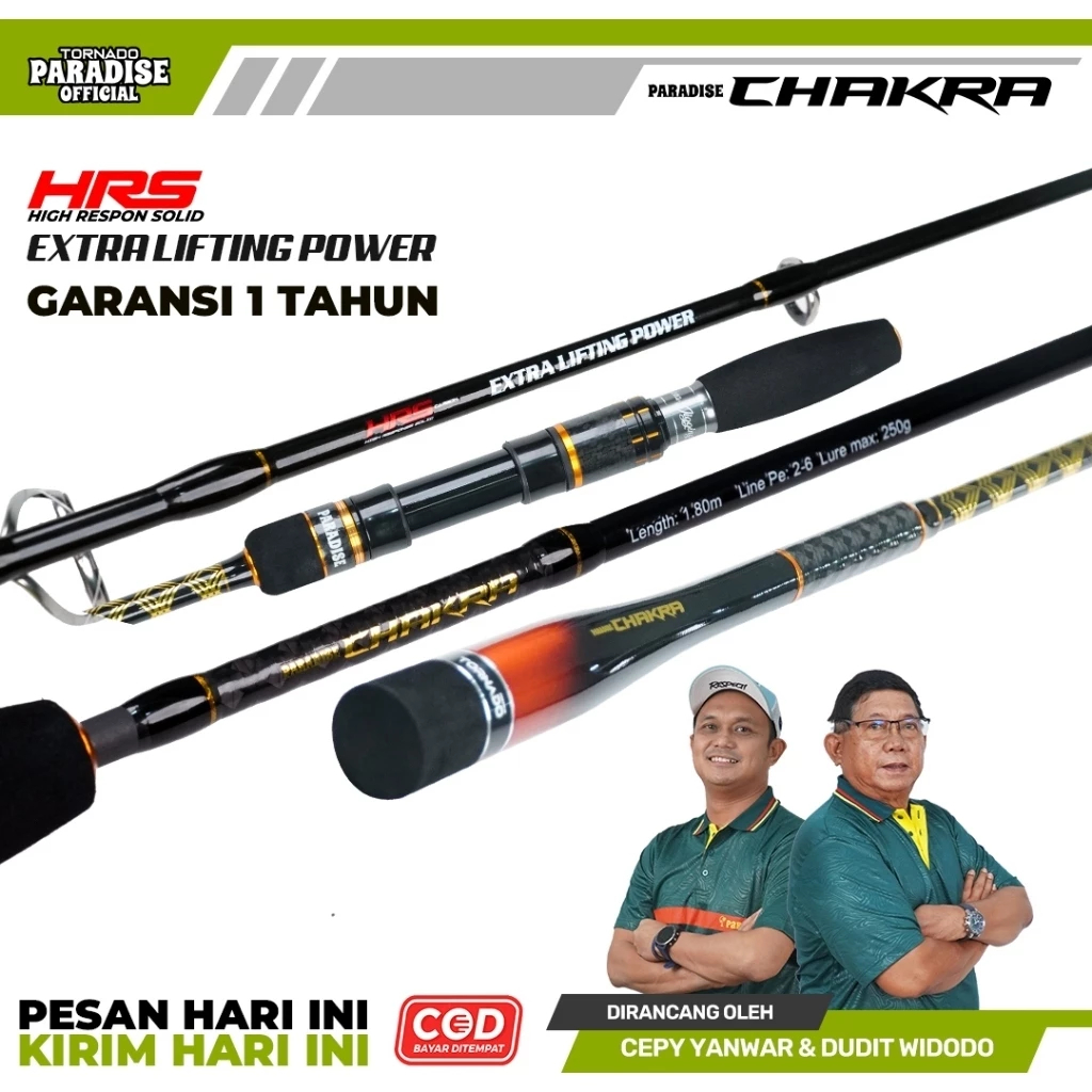 Tornado Joran Paradise Chakra Jigging Mancing Dasaran Laut | PE 2-6 180Cm Butt Joint Carbon HRS