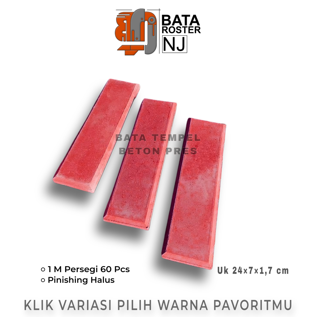 BATA ROSTER NJ - Bata Tempel Beton 24 x 7 x 1,7 Cm, Warna | Putih | Terakota | Abu | Hitam. Expose B