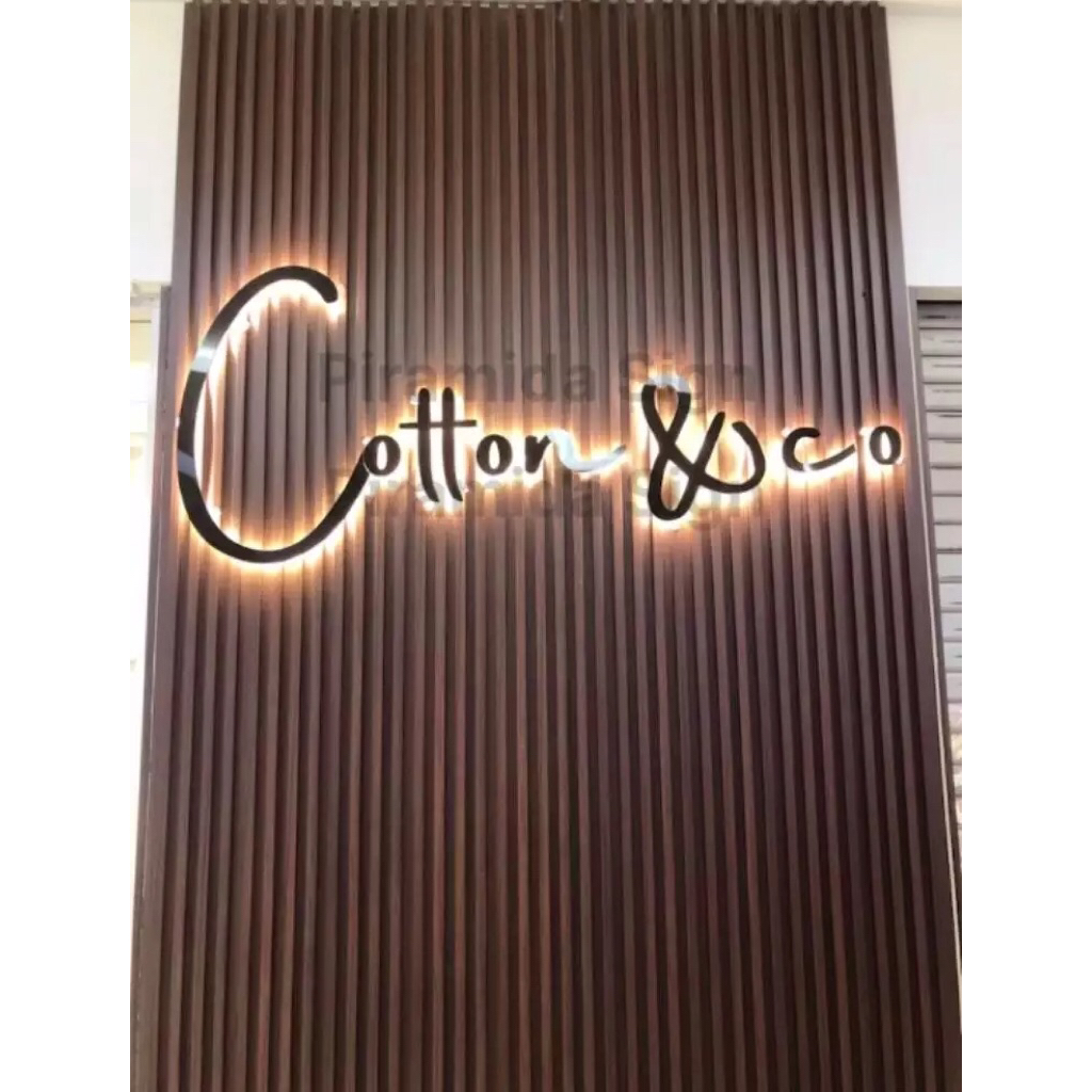 Custom letter logo menyala lampu usaha nama tenant toko