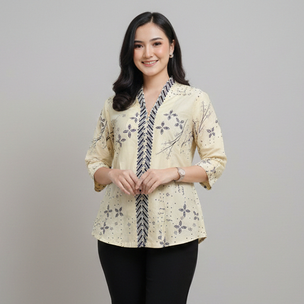 MARGARIA BATIK -  Blus Rachel - Atasan Batik Wanita - Blus Batik Wanita Lengan Panjang