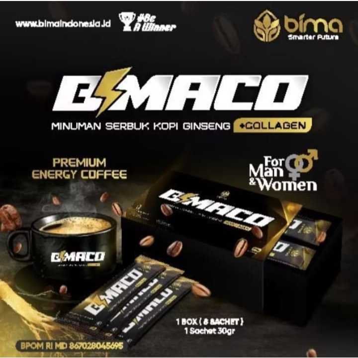 BIMACO Kopi Ginseng + Collagen Sachet | Kopi Herbal Energi & Stamina | BPOM Resmi I laki dan wanitai