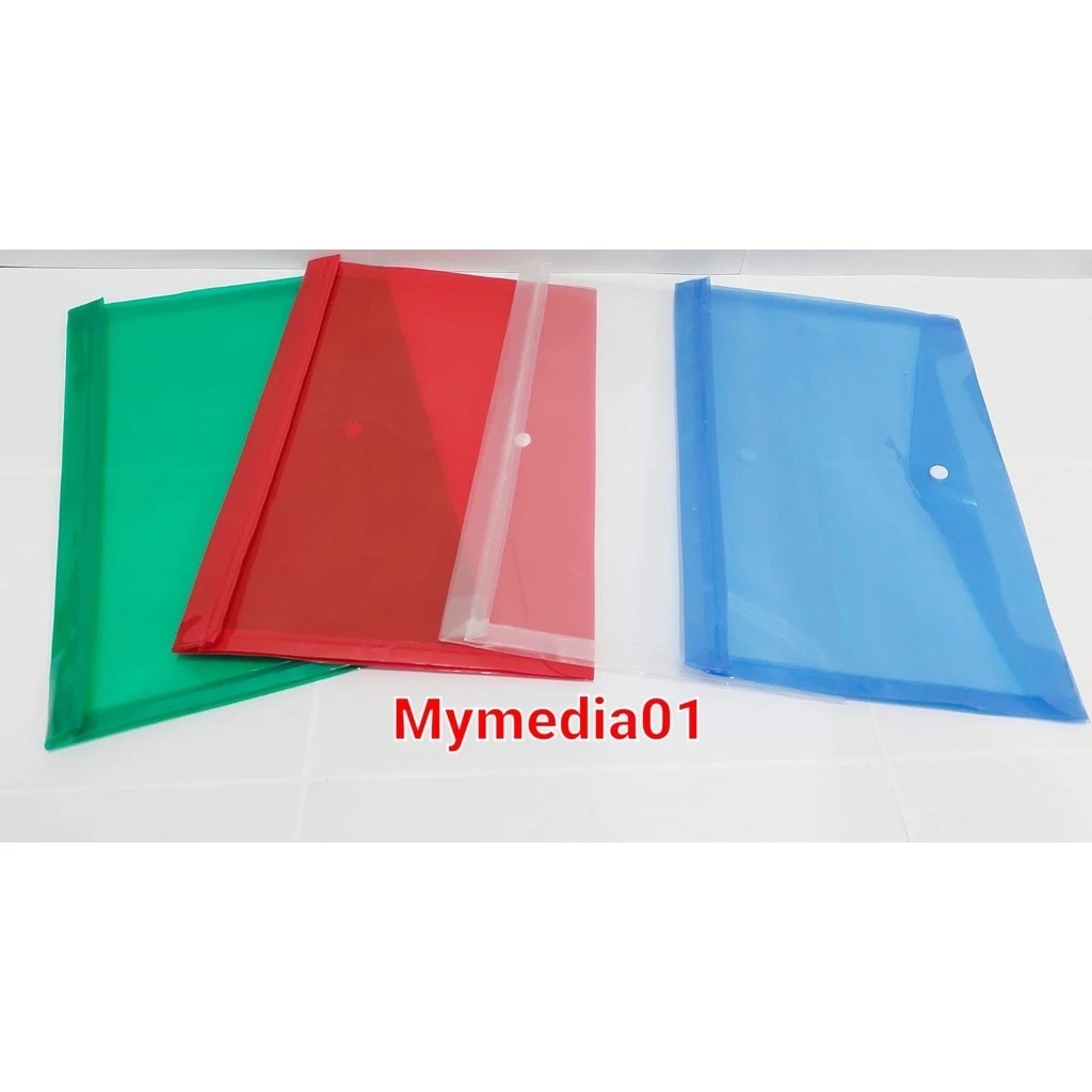 1 PACK (12 PCS) MAP PLASTIK KANCING MAP TRANSPARAN KANCING MAP DOKUMEN FILE BAG