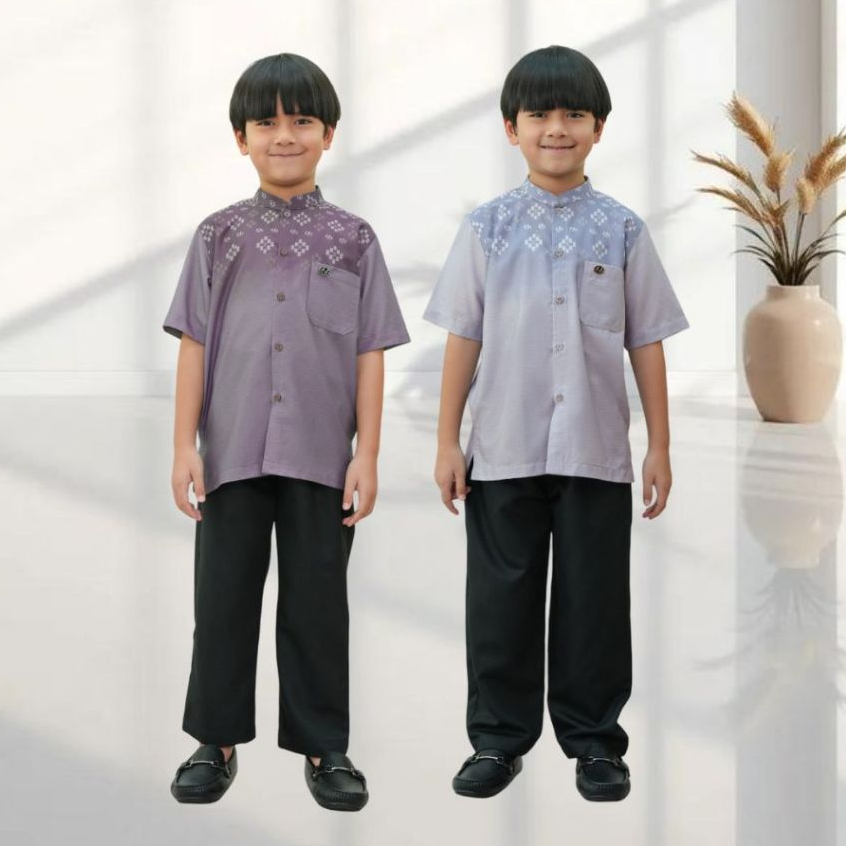 SETELAN BAJU KOKO ANAK LAKI LAKI KALDIA PURPLE BLUE BY NIBRAS RAYYA SERIES 2026 | BUSANA MUSLIM BOY 