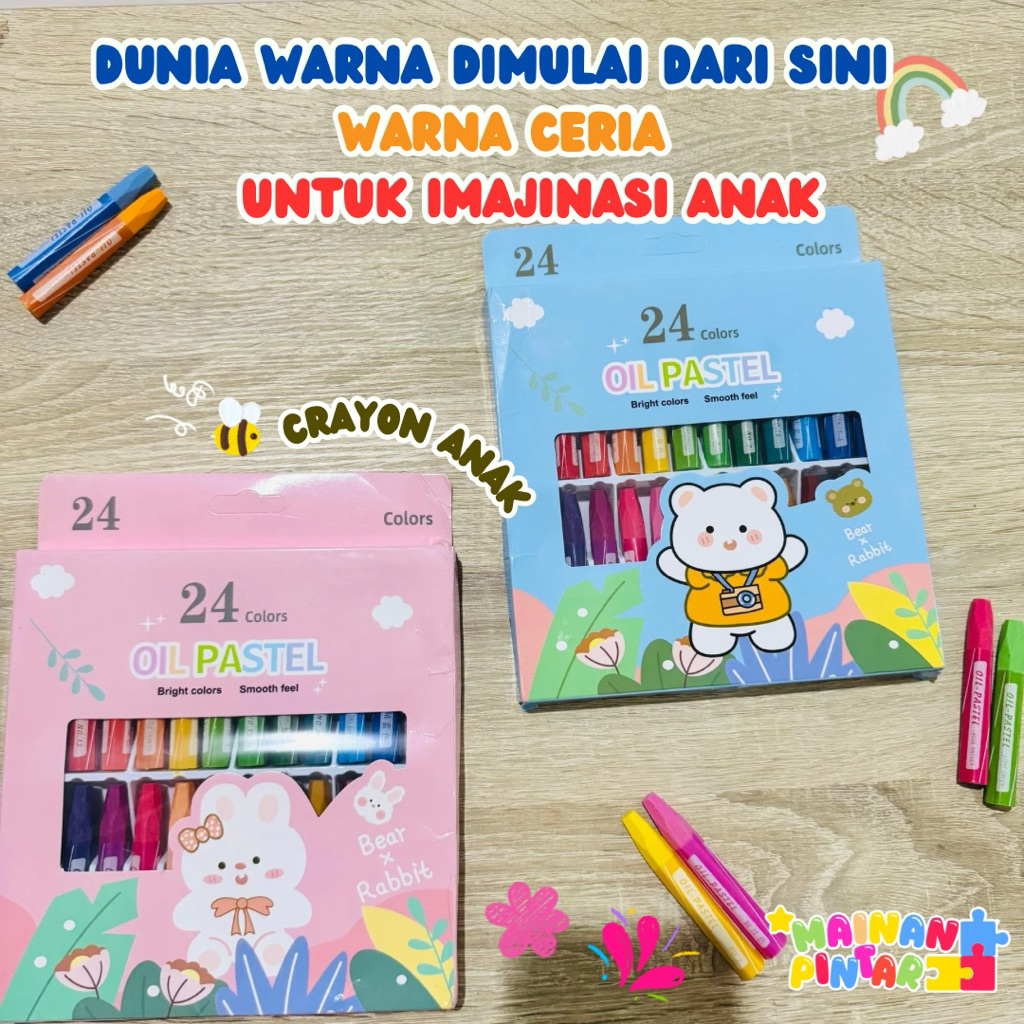 Crayon Anak TK Paud | Crayon Oil Pastel | Alat Mewarnai Anak| Crayon warna cerah