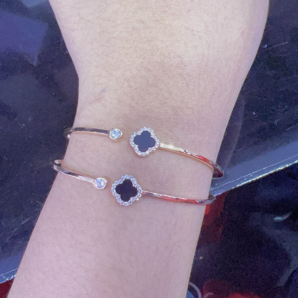 GELANG BANGLE VC HITAM ROSEGOLD 17K