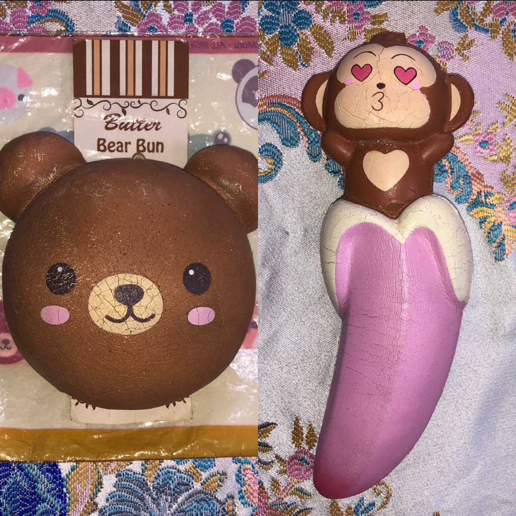 Bundle Squishy Preloved Punimaru Butter Bear Bun + Punimaru Cheeka Banana (Get Both)shy