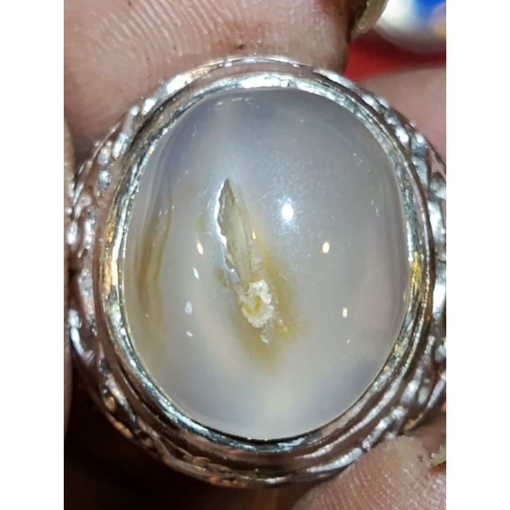 batu asli alam combong mulus bergiwang klep super mewah ikat alpaka krum no 8