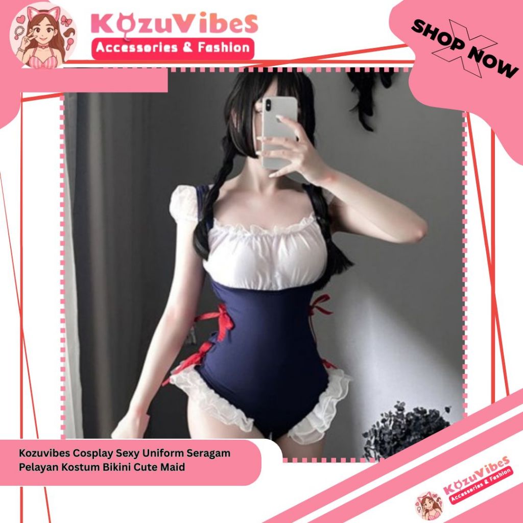 Kozuvibes Cosplay Sexy Uniform Seragam Pelayan Kostum Bikini Cute Maid