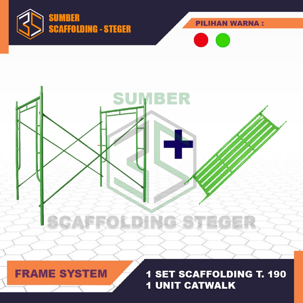 1 SET SCAFFOLDING TINGGI 19O CM LENGKAP BERIKUT CATWALK / PAPAN PIJAKAN Material Besi hitam