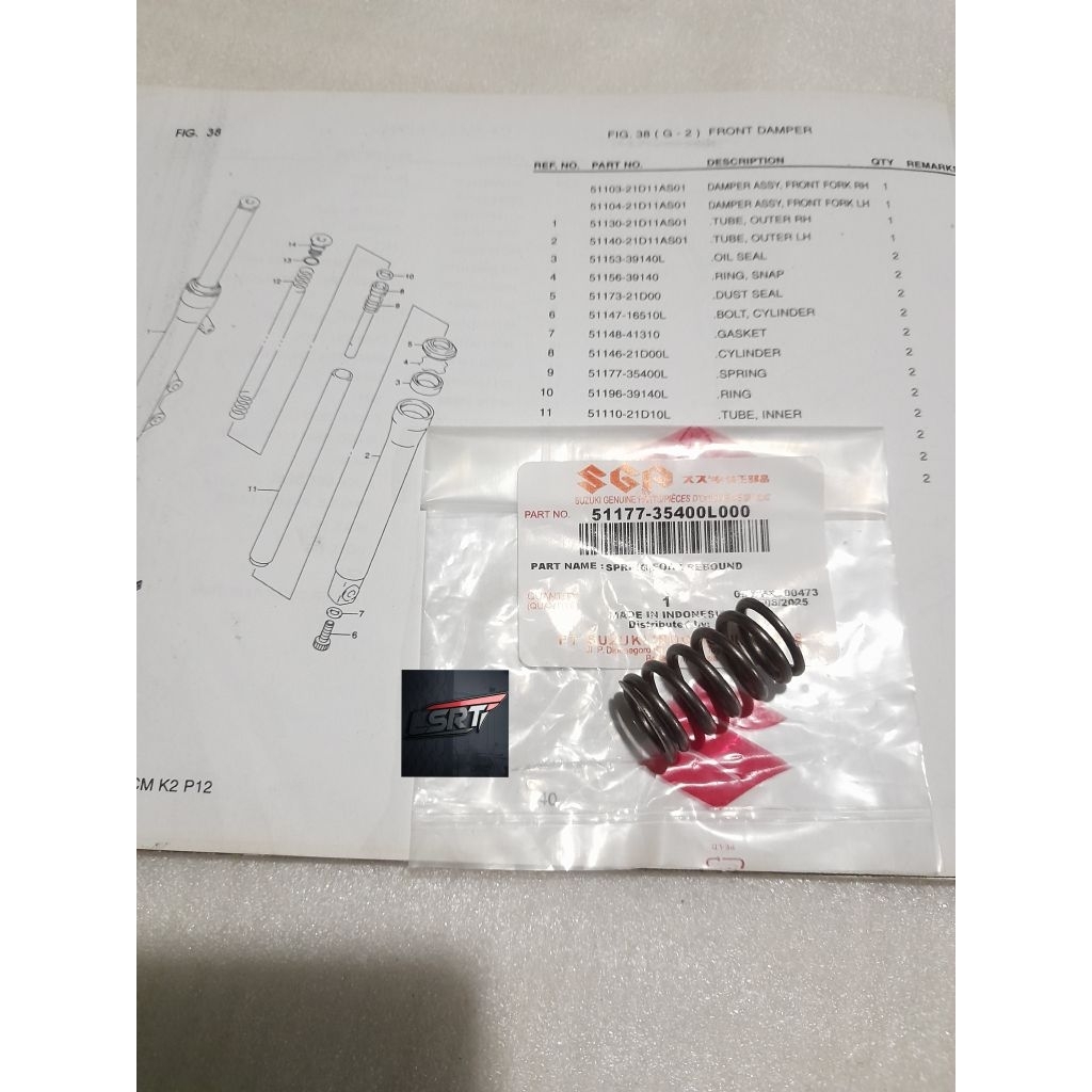 Per spring rebound suling shok shock shockbreaker depan satria 2t 2 tak lumba hiu fu tornado shogun 