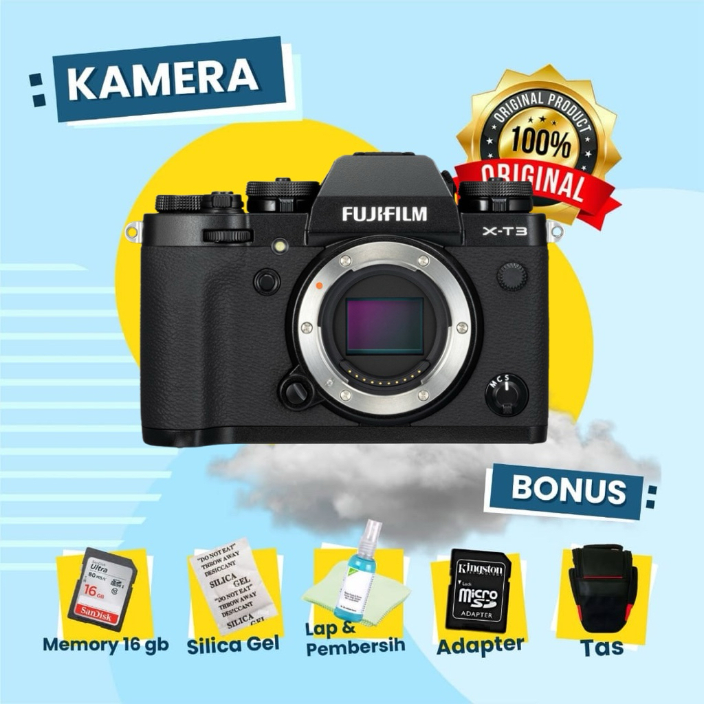 FUJIFLIM X-T3 Body Mulus Second Kamera XT3 Mirrorless Profesional Cocok untuk MUA Hasil Bening