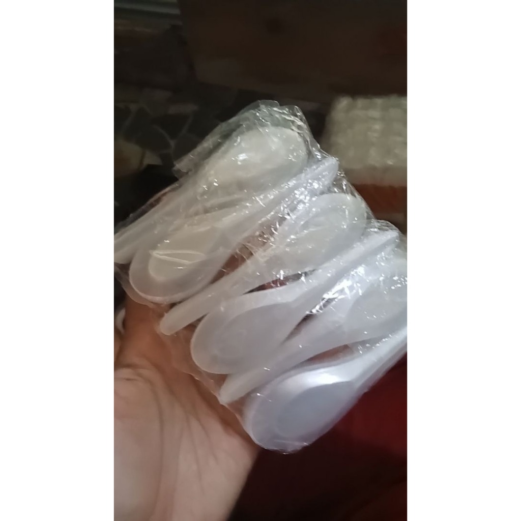 READY MURAH Sendok Plastik 1 Pack / Sendok Makan Bening / Sendok Bebek Bening 144PCS