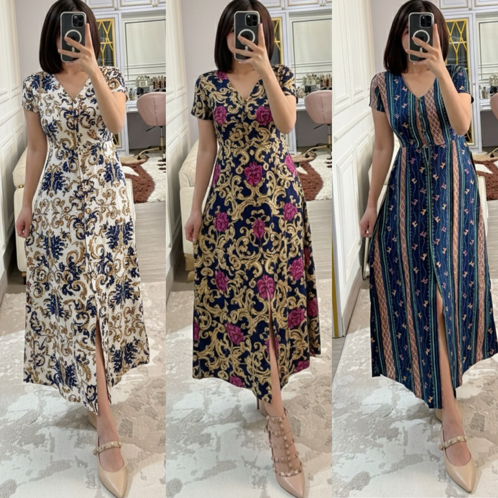 DRESS WANITA KEKINIAN  PAKAIAN WANITA SIMPLE ELEGANT BAJU SUMMER DRESS PANTAI