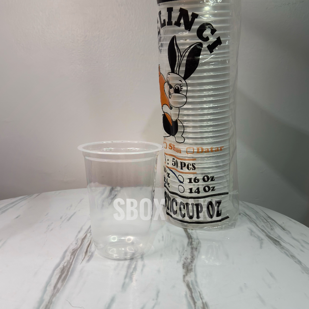 [50pcs] Gelas Plastik OVAL 16 Oz / Gelas Plastik Kopi / Gelas Plastik Tahan Panas / Gelas Plastik