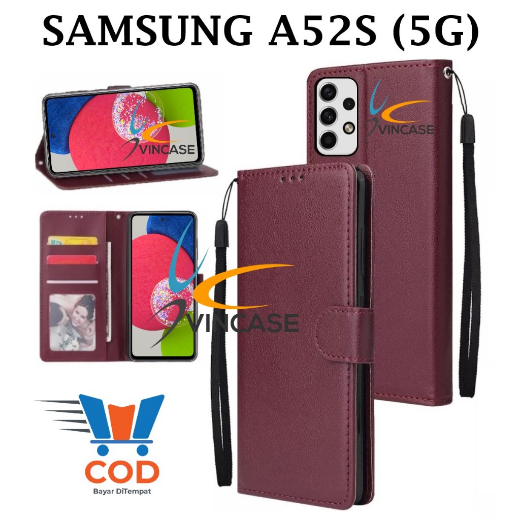CASE SAMSUNG A52S (5G) FLIP LEATHER CASE PREMIUM - FLIP WALLET CASE KULIT UNTUK SAMSUNG A52S (5G) - 