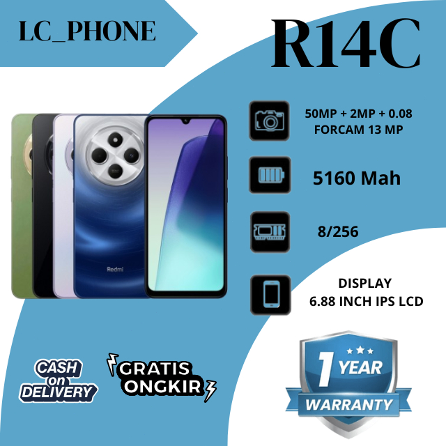 HP XIAOMI REDMI 14C RAM 8+256GB NFC Smartphone Android GARANSI