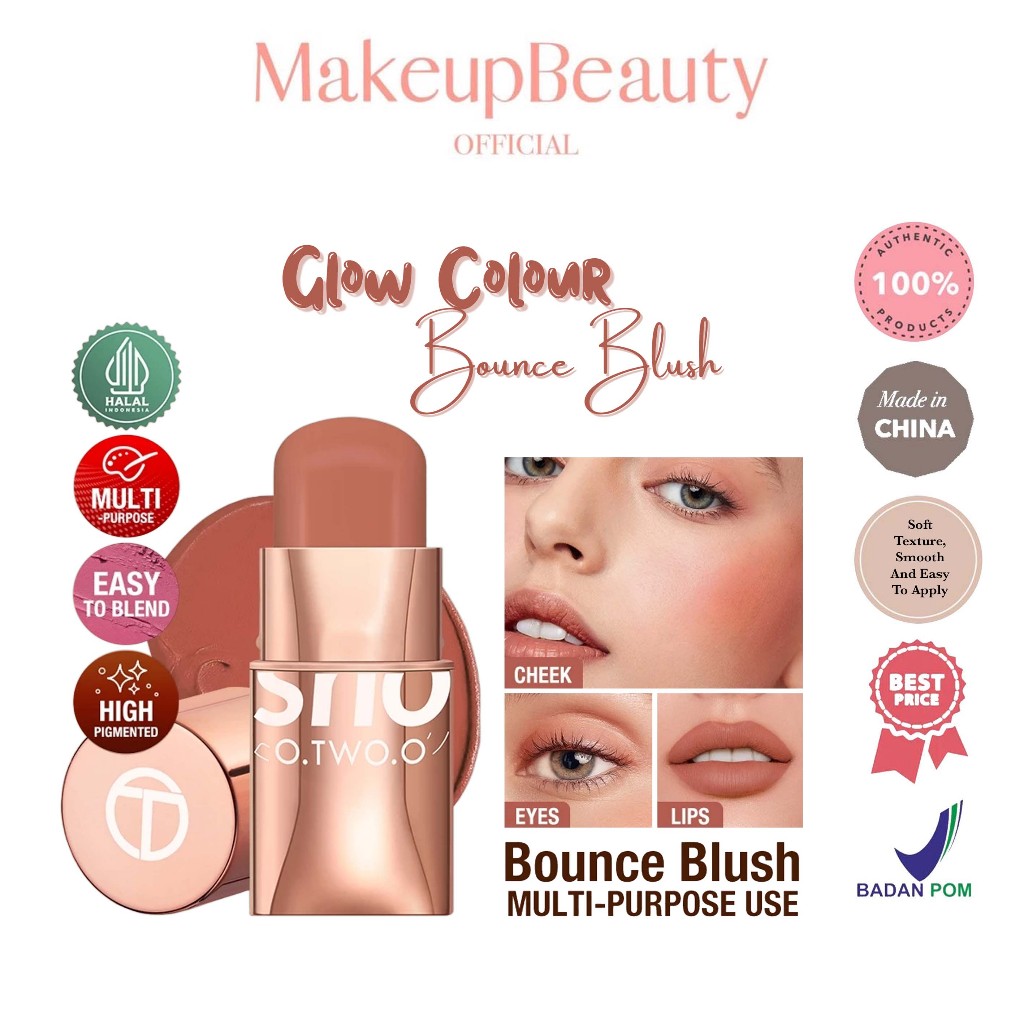 O.TWO.O Makeup Blush Stick Hydrating Gloss Lip & Cheek 3 in 1 Makeup Blusher Balm