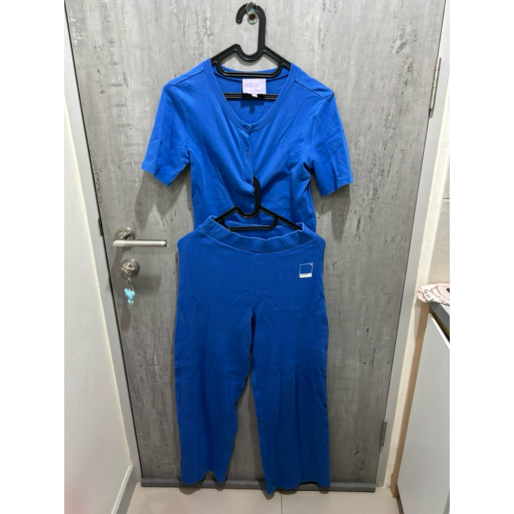 POMELO X PANTONE ELECTRIC BLUE ONE SET KNIT TOP LONG PANTS SIZE XS NOT TIA THIS IS APRIL BEBEPLUM DU