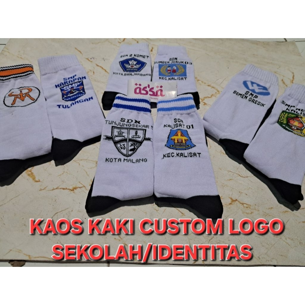 kaos kaki custom bordir logo sekolah harga ekonomis