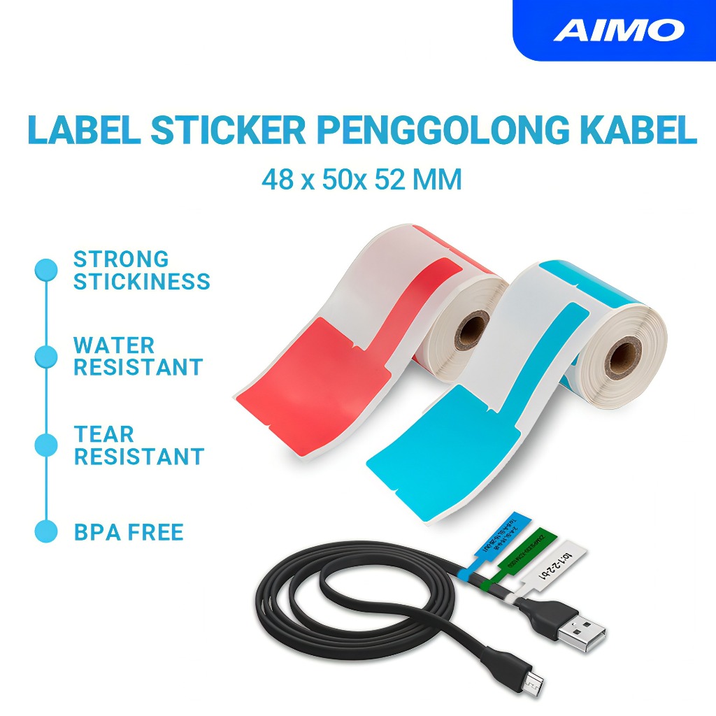 AIMO Kertas Sticker Label Nama Charger/Serat Optik/Kabel Jaringan Label P-tipe Stiker Compatible wit
