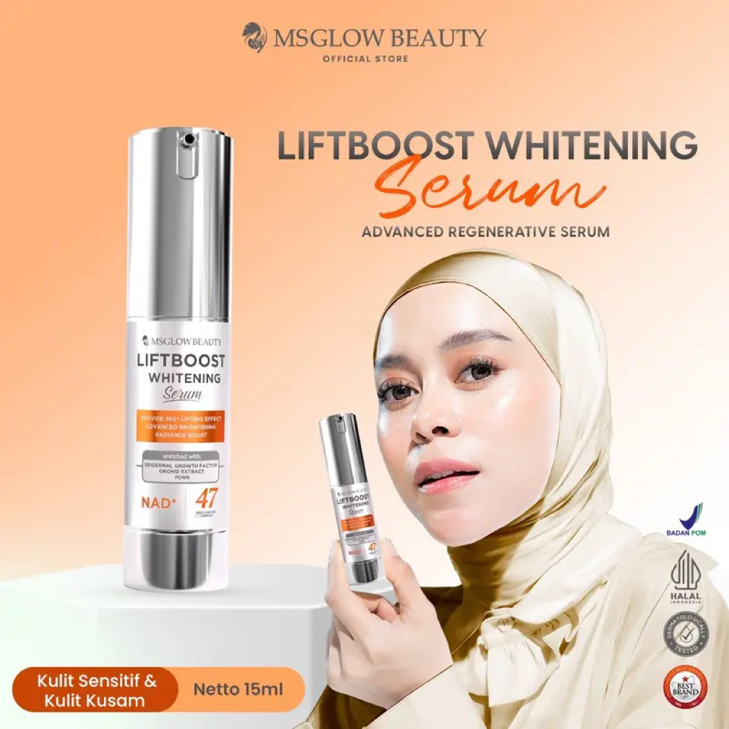 MS GLOW Liftboost whitening serum (Mengecilkan pori-pori, Mengencangkan)