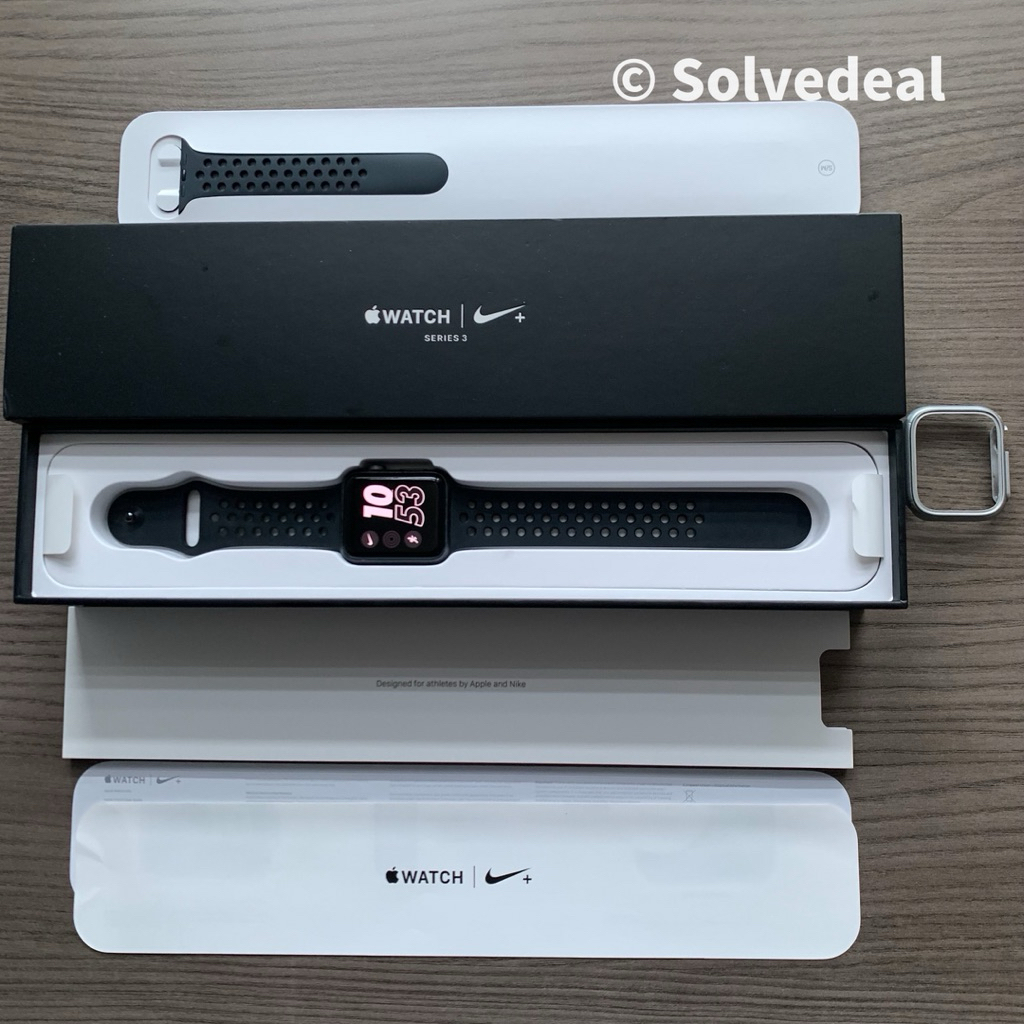 Apple Watch Nike Series 3 42mm Fullset Original Baterai Awet