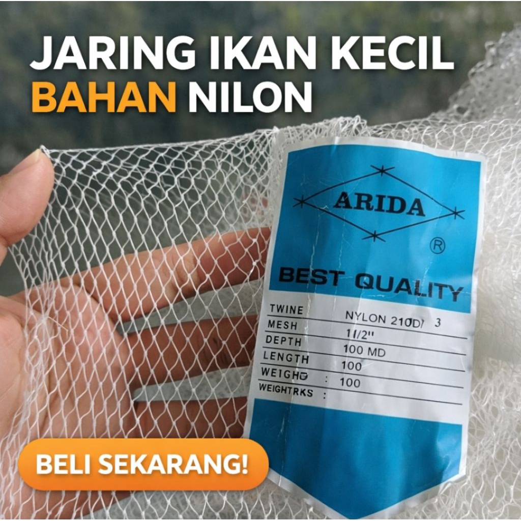 Jaring Nilon Arida ½ Inchi D3 – Bahan Anco / Jala untuk Ikan Kecil