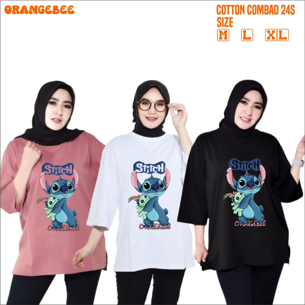Kaos Oversize Wanita/Kaos Wanita/kaos cewek/Oversize/OrangeBee/-Stitch
