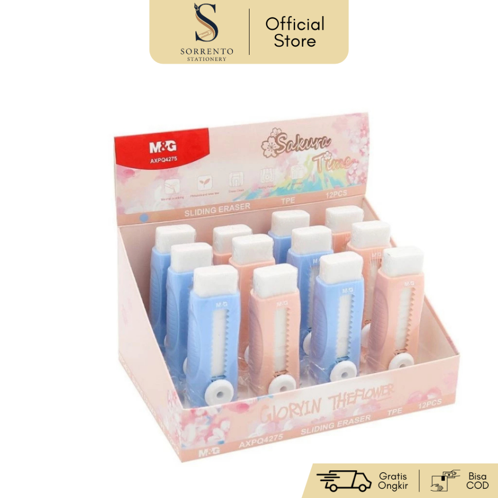 SORRENTO - Penghapus Push Eraser Sliding Eraser M&G Sakura #AXPQ4275 Sliding Eraser - Satuan