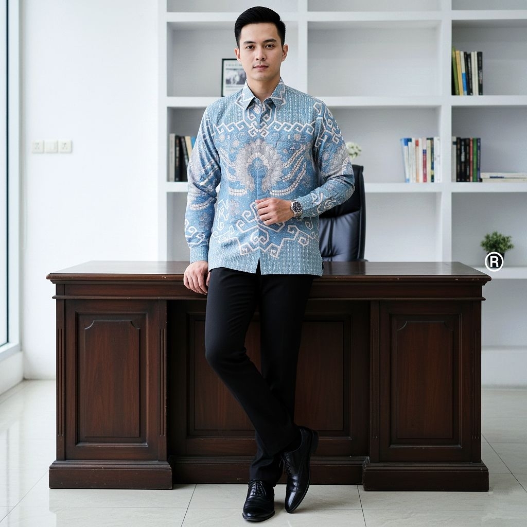 kemeja batik pria bahan dobby