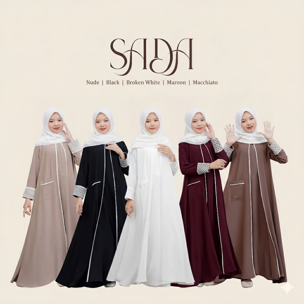 Sada Kids Abaya Anak Remaja Muslim Usia Tanggung 10-17 Tahun Gamis Lebaran Anak Mix Tile Baju Simple
