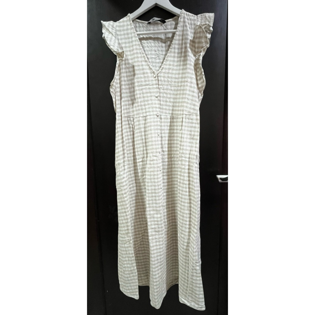 [Preloved] ZARA Long Outer | Gamis | Dress Hijab Linen Wanita