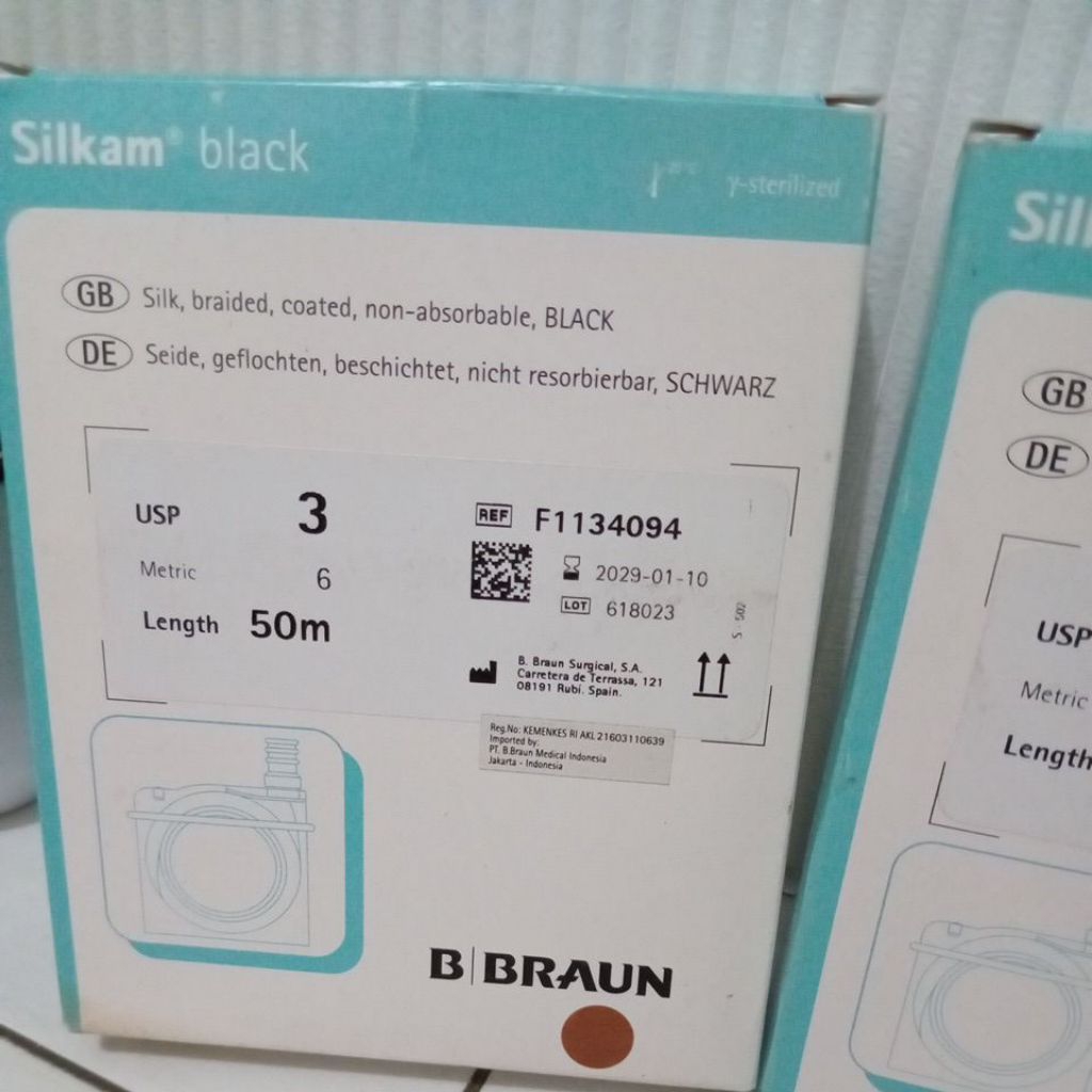 B Braun Silkam Black 3 50 meter/Braun silk 3/Braun Silk Roll/Braun Catgut Silk