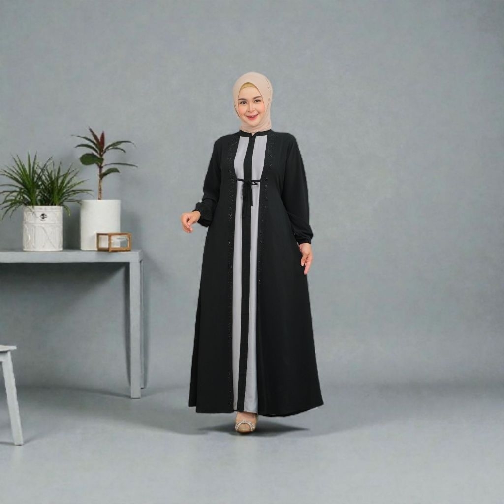 Dress Gamis Kamila - Jetblack Premium Kombinasi