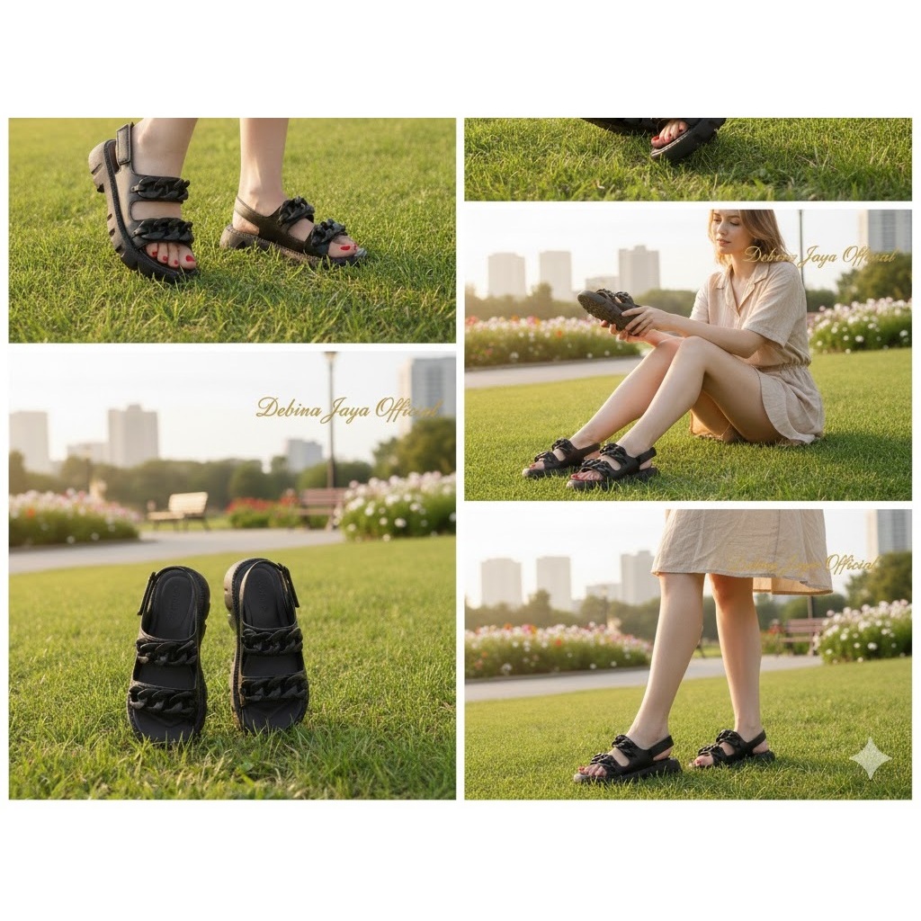 Sandal Gunung Wanita Bekro 2209 - Sandal Gladiator Rante Hitam Import empuk Nyaman kekininan Sandal 
