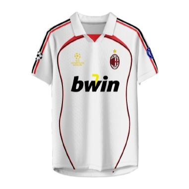 Jersey AC Milan White Bwin Edition - Kaos Putih Retro Champions Merah Hitam BENGHAR-141
