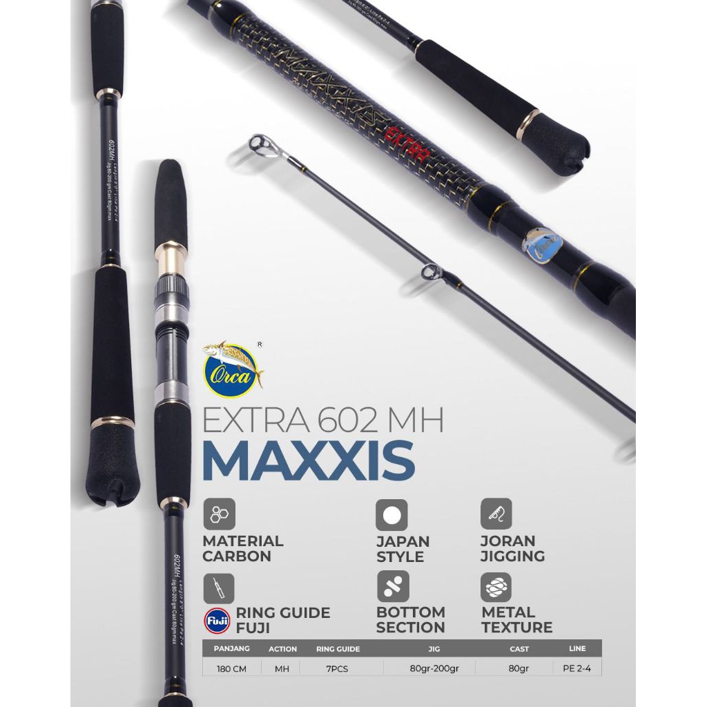 Joran Jig Orca Maxxis 183 PE 1-3 dan PE 2-4 Carbon