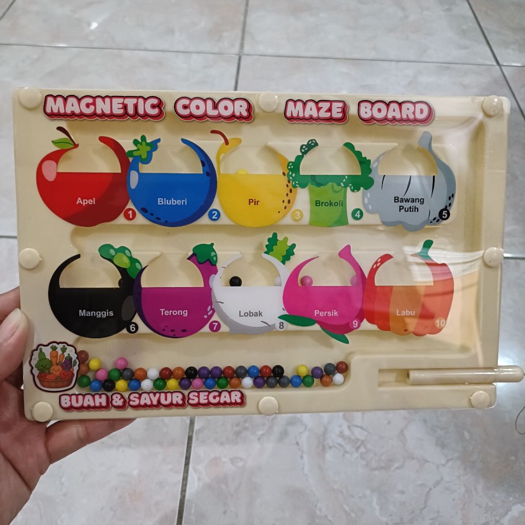 Magnetic color maze board Color Classification Maze Mainan Sorting Warna Magnet beads Mainan Edukasi