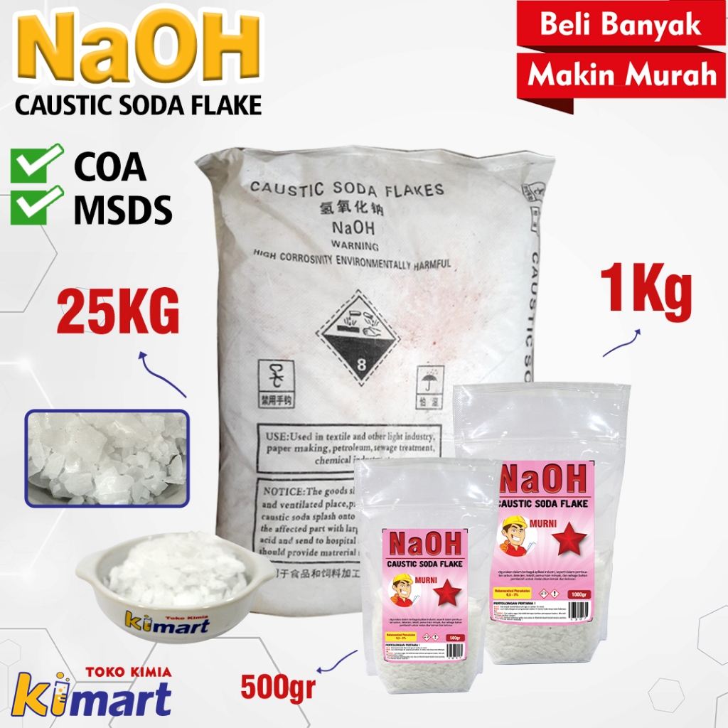 Soda api Caustic Soda Flake RRT Membersihkan saluran Pipa Mampet  NaOH Murni 25 Kg CAUSTIK