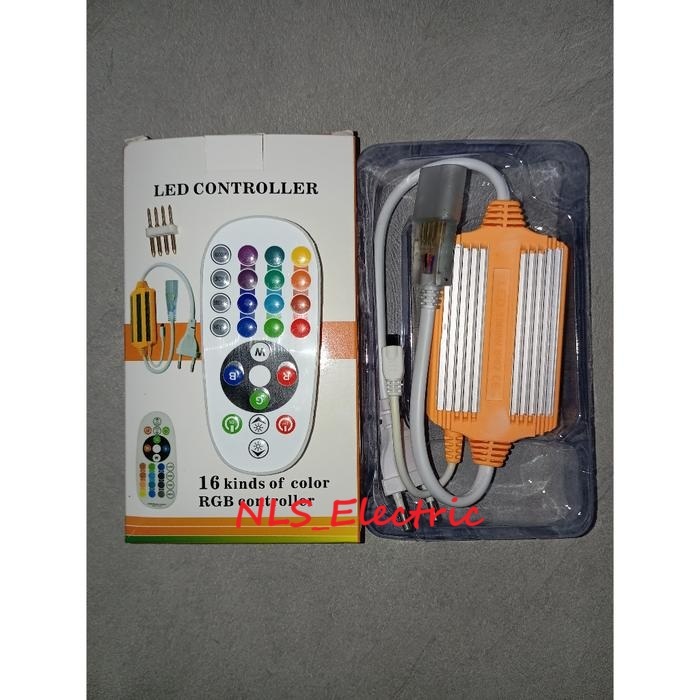 Remote control adaptor flasher lampu selang RGB 5050 4pin 7 warna Soket LED Transformer 4 Pin RGB Re
