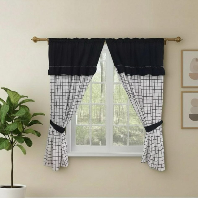 GORDEN JENDELA PENDEK MINIMALIS MOTIF KOTAK