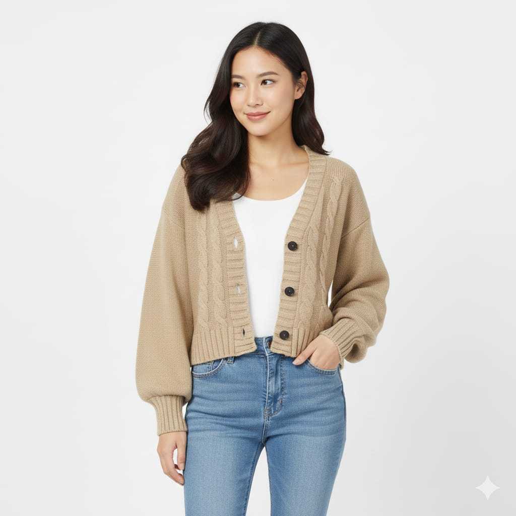 Cardy Crop / Eireen Crop Cardy / Kardigan Rajut Olivia / Cardi balon