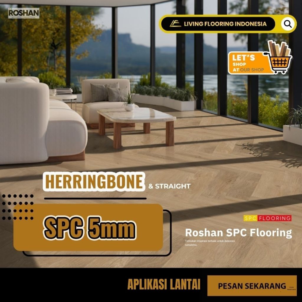 Lantai SPC Roshan Herringbone 5mm | Lantai Vinyl Motif Herringbone