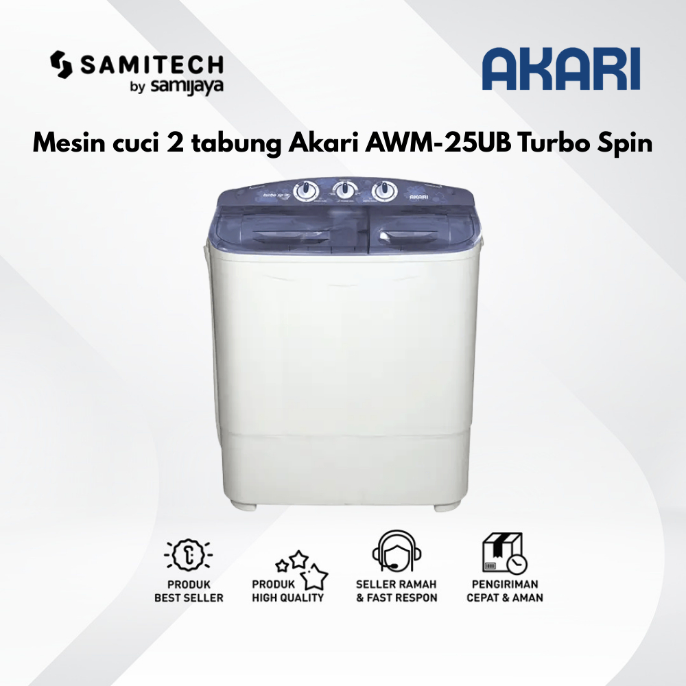MESIN CUCI 2 TABUNG AKARI AWM-25UB TURBO SPIN
