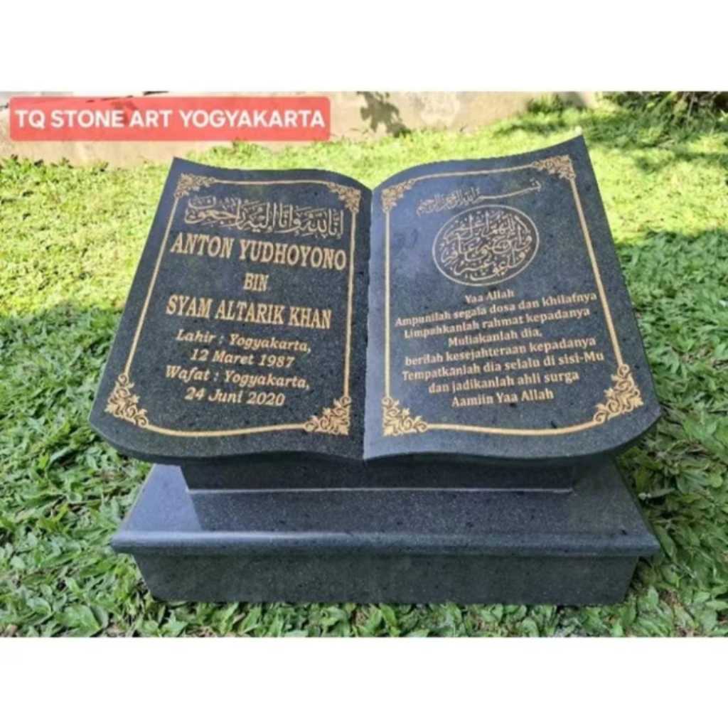 NISAN MAKAM MINIMALIS MODEL BUKU BAHAN BATU ANDESIT 30X40, HARGA SUDAH TERMASUK PACKING